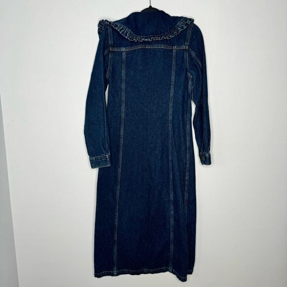 GANNI X LEVI'S Ruffle-trimmed cotton and hemp-blend denim shirt dress - Picture 10 of 12